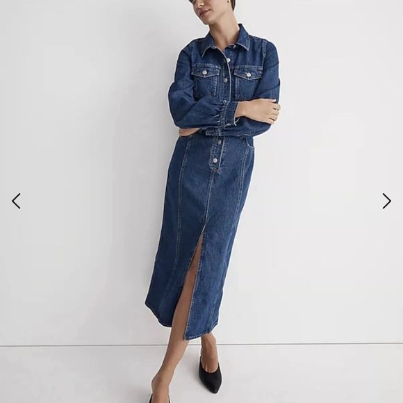 Madewell Dress Womens Denim Midi Shirtdress Sz14 - Picture 1 of 3